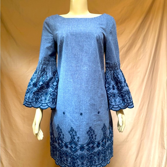 Blue Sz10 Embroidered Dress - Picture 1 of 4